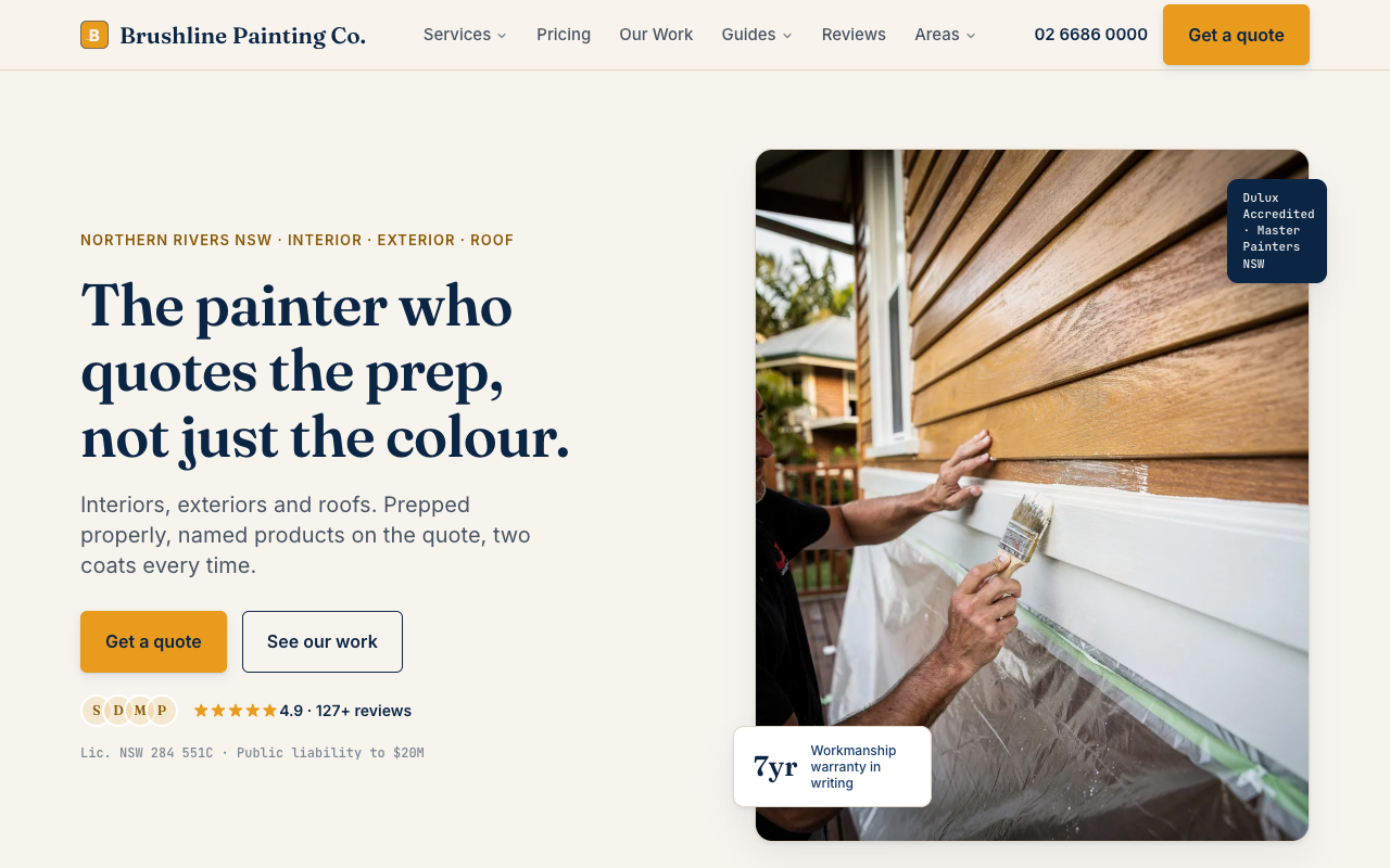 Brushline Painting Co. homepage
