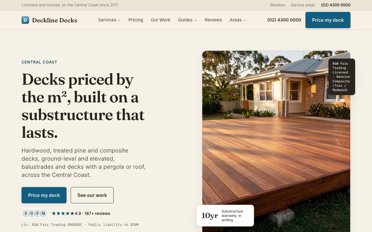 Deckline Decks homepage