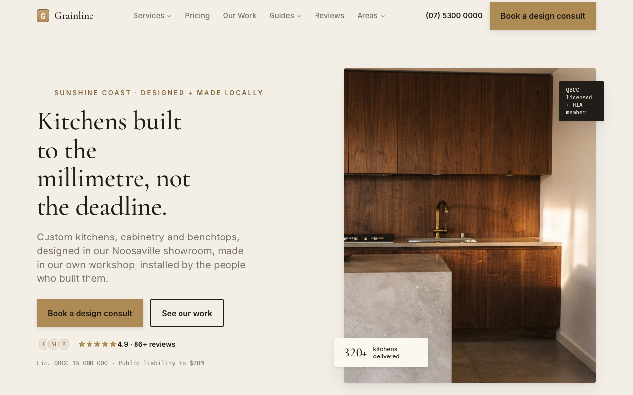 Grainline Kitchens & Cabinetry homepage