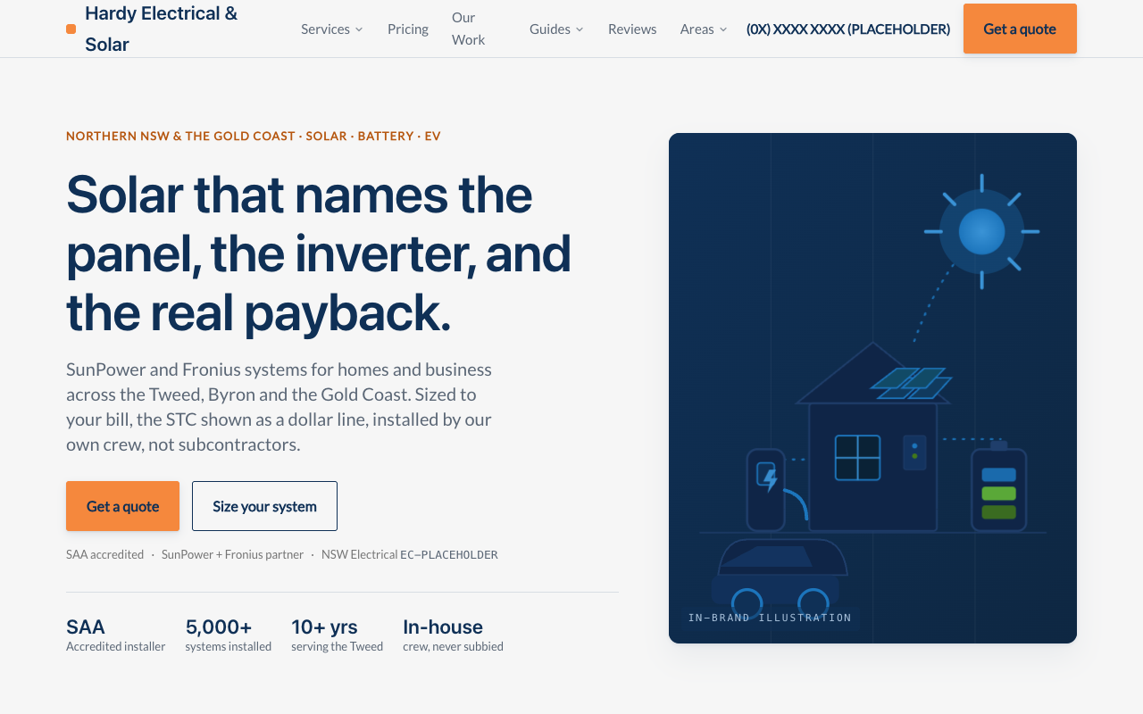 Hardy Electrical & Solar homepage