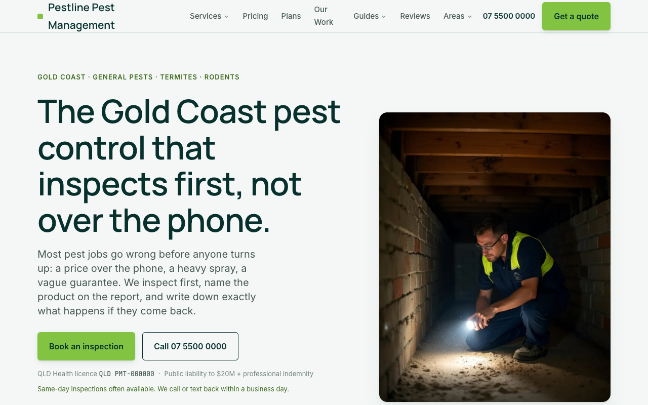 Pestline Pest Management homepage