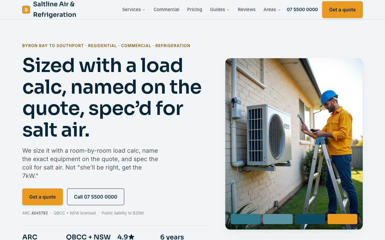 Saltline Air & Refrigeration homepage