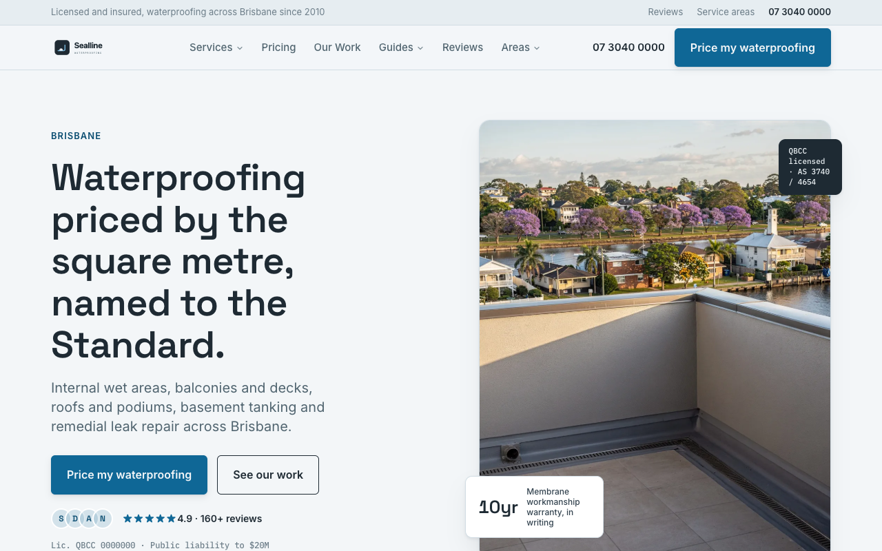 Sealline Waterproofing homepage