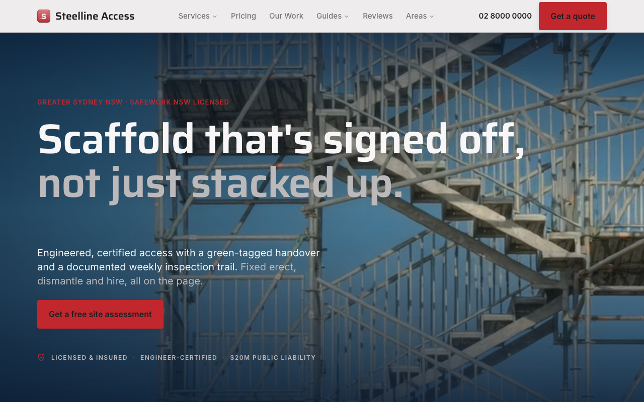 Steelline Access homepage
