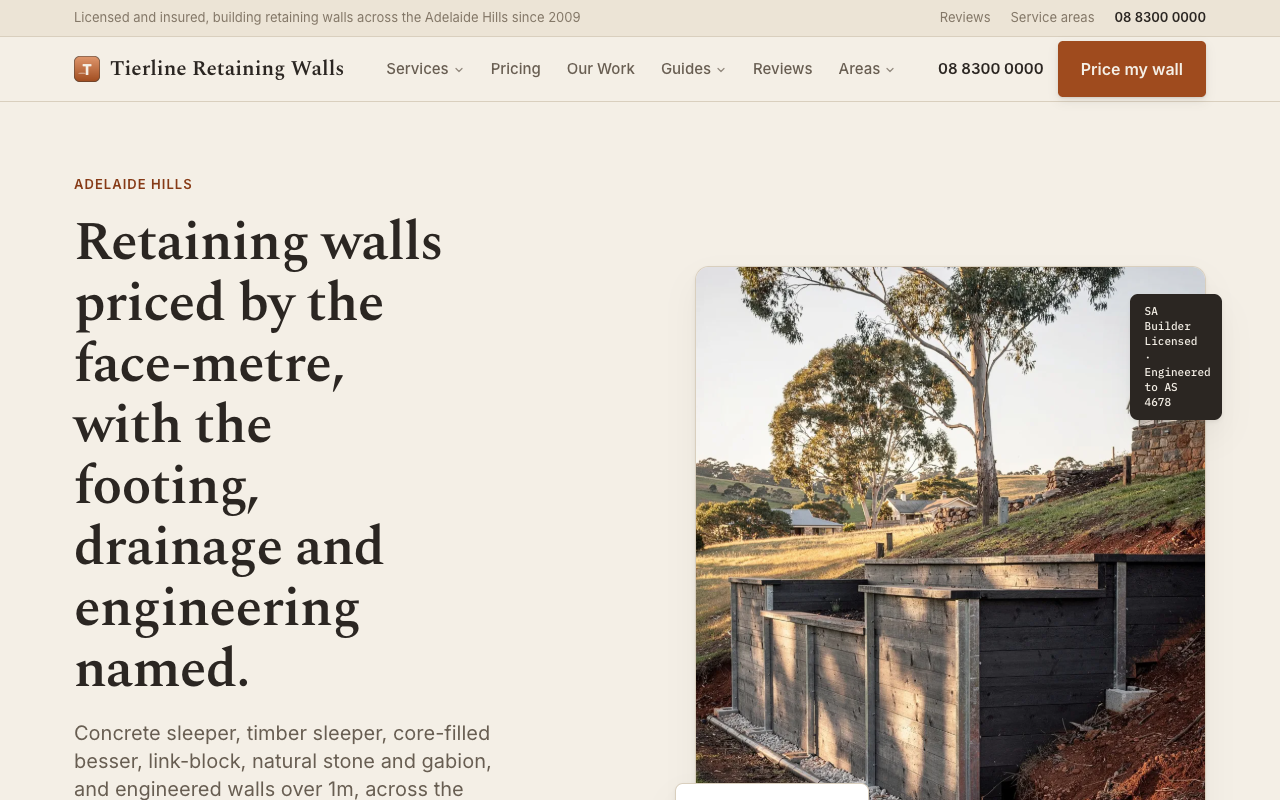 Tierline Retaining Walls homepage