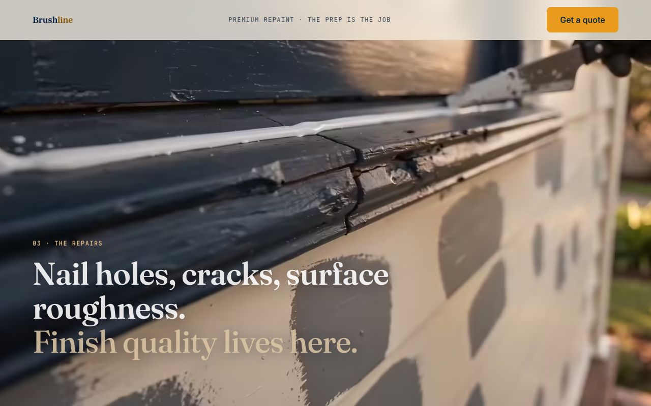 Brushline Premium · The prep is the job — cinematic scene