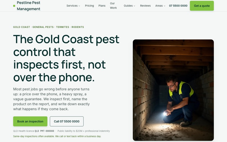 Pestline Pest Management home page